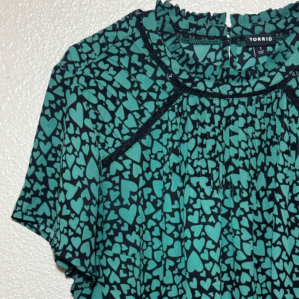 Torrid Lace Inset Mock Neck Blouse - Picture 4 of 5